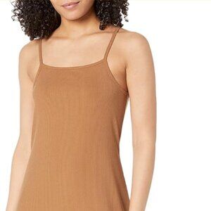 The Drop Brown Strappy Rib Knit Midi Dress